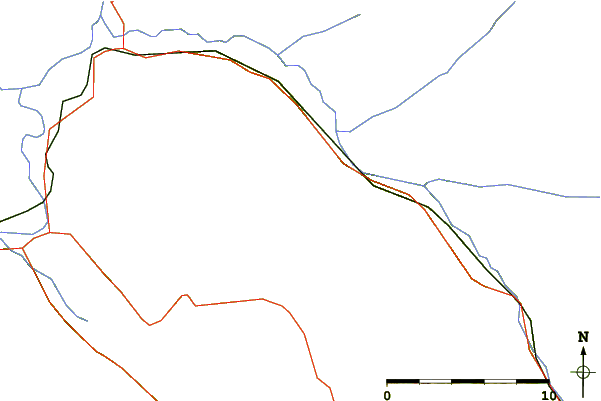 Roads and rivers around Mount Penrose (Montana)