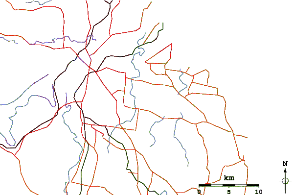 Roads and rivers around Mount Petrie