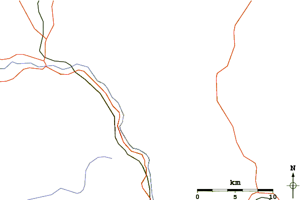 Roads and rivers around Mount Pierce