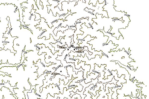 Mountain peaks around Mount Pipairo