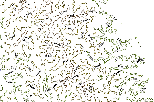 Mountain peaks around Mount Piratokomi