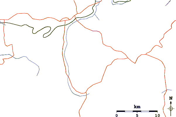 Roads and rivers around Mount Pluto, California