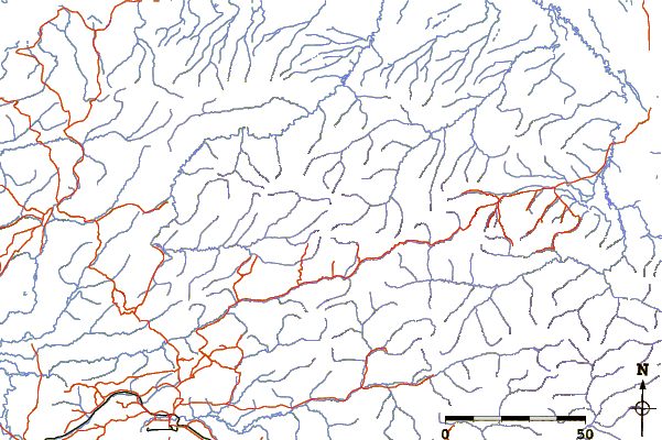 Roads and rivers around Mount Prindle