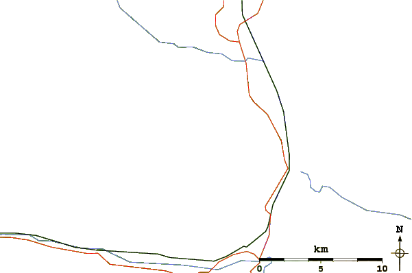 Roads and rivers around Mount Pyramid