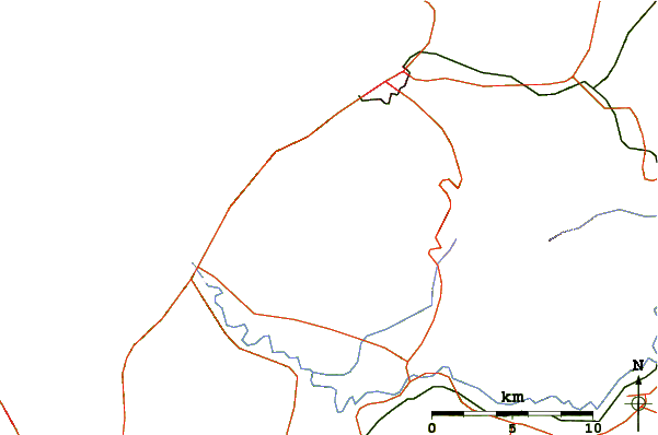 Roads and rivers around Mount Raiden