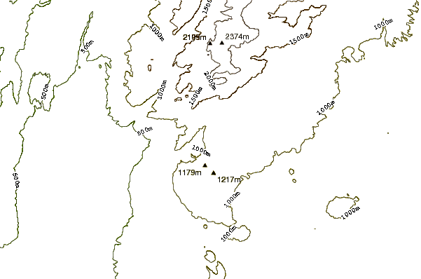 Mountain peaks around Mount Ram