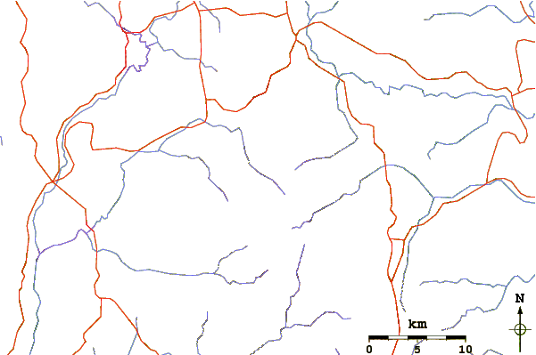 Roads and rivers around Mount Rantekombola
