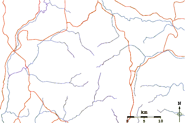 Roads and rivers around Mount Rantemario