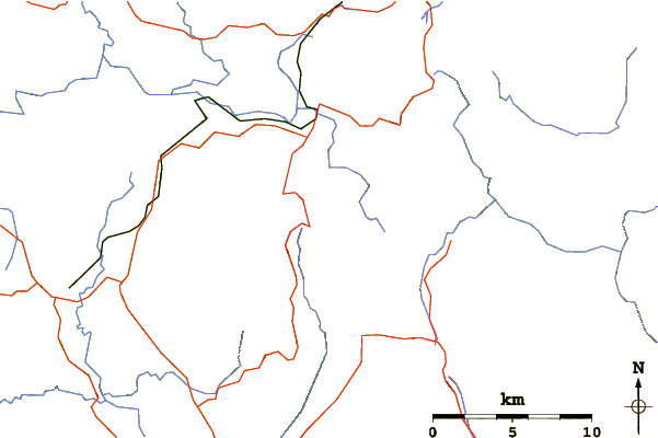 Roads and rivers around Mount Read (Tasmania)