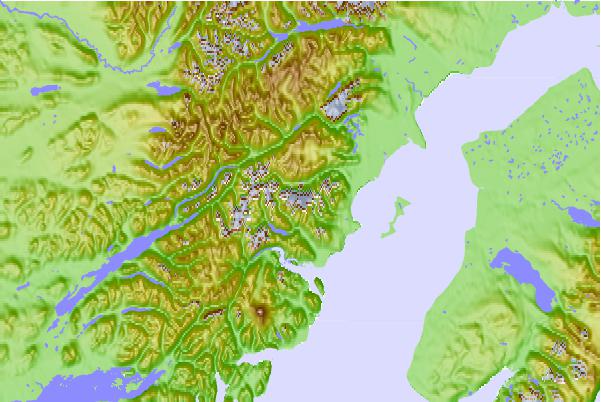 Surf breaks located close to Mount Redoubt