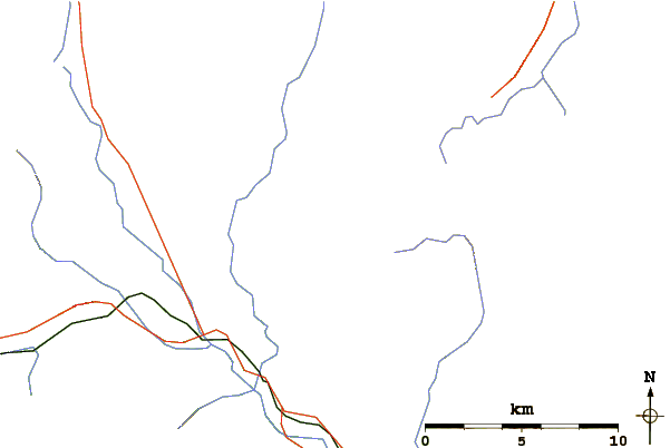 Roads and rivers around Mount Richardson (Alberta)