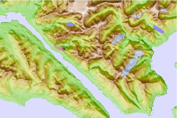 Surf breaks located close to Mount Roberts (Alaska)