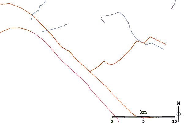 Roads and rivers around Mount Roberts (Alaska)