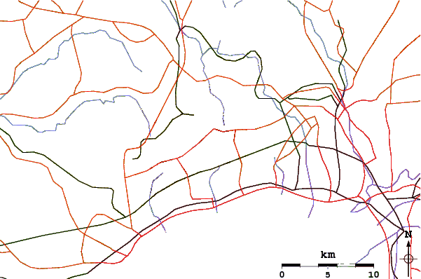 Roads and rivers around Mount Rokkō