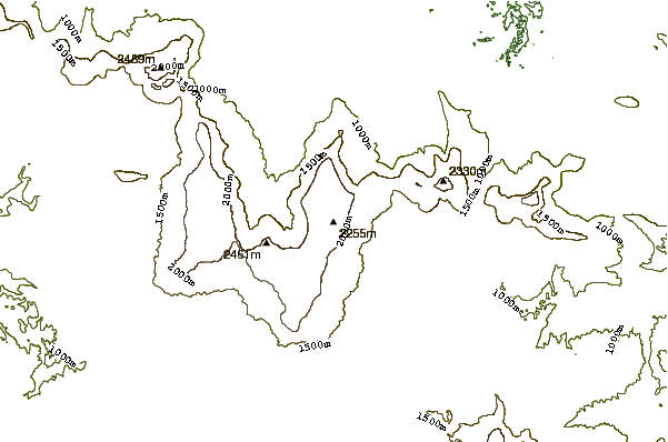 Mountain peaks around Mount Roraima