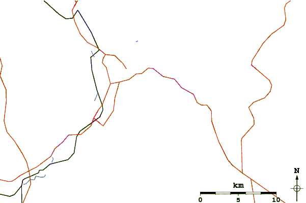 Roads and rivers around Mount Rowe