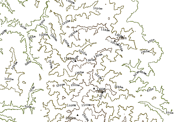 Mountain peaks around Mount Rubeshibe