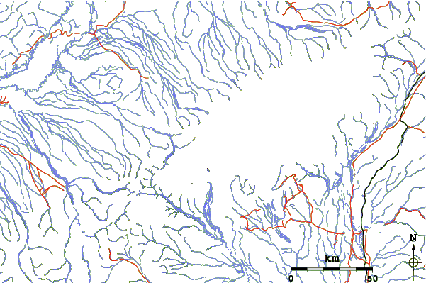 Roads and rivers around Mount Russell (Alaska)