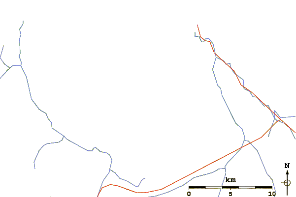 Roads and rivers around Mount Russell (British Columbia)