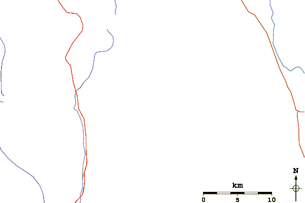 Roads and rivers around Mount Russell