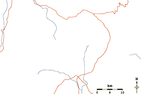 Roads and rivers around Mount Sabyinyo