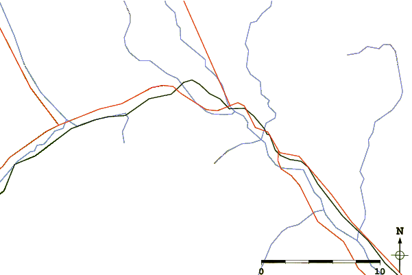 Roads and rivers around Mount St. Piran