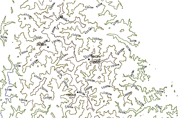 Mountain peaks around Mount Satsunai