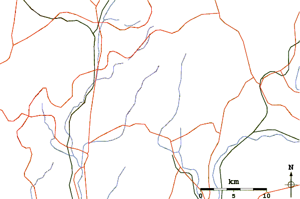 Roads and rivers around Mount Sen