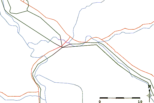 Roads and rivers around Mount Sentinel