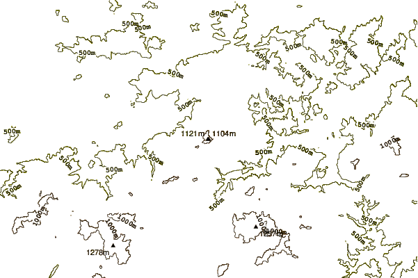 Mountain peaks around Mount Sentsū