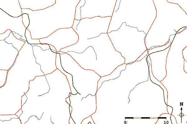 Roads and rivers around Mount Sentsū