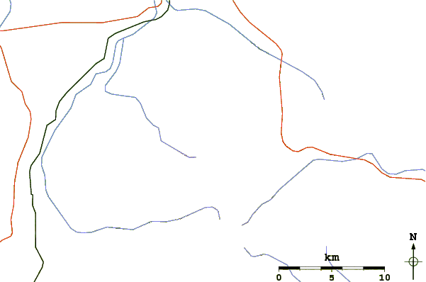 Roads and rivers around Mount Shari