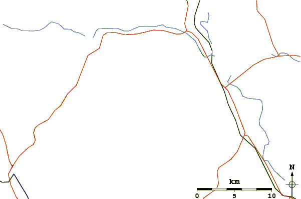 Roads and rivers around Mount Shaw