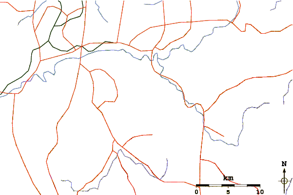 Roads and rivers around Mount Shisuniwa