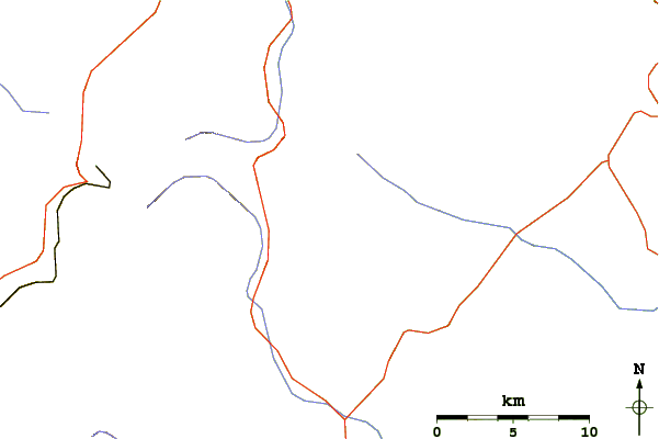 Roads and rivers around Mount Silverheels