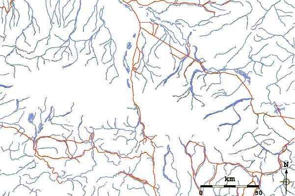 Roads and rivers around Mount Silvertip
