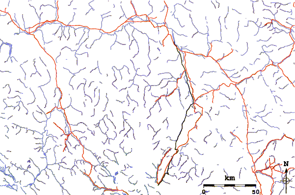 Roads and rivers around Mount Skukum Volcanic Complex