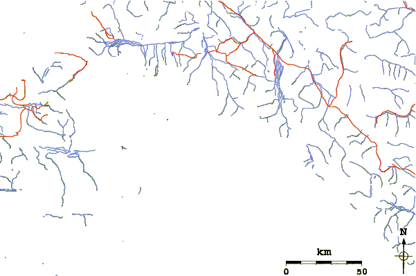 Roads and rivers around Mount Slaggard