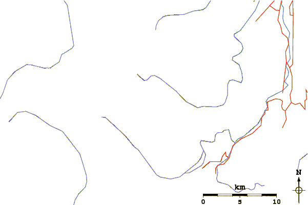 Roads and rivers around Mount Snowdon