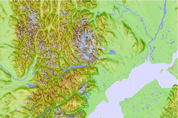 Surf breaks located close to Mount Spurr