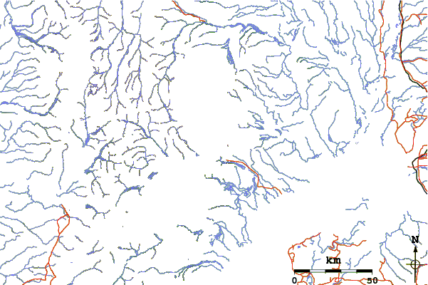 Roads and rivers around Mount Spurr