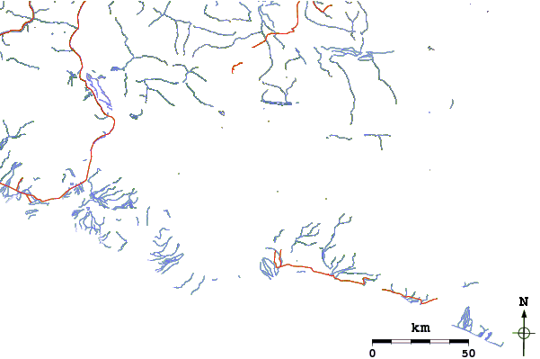 Roads and rivers around Mount Steller (Chugach Mountains)