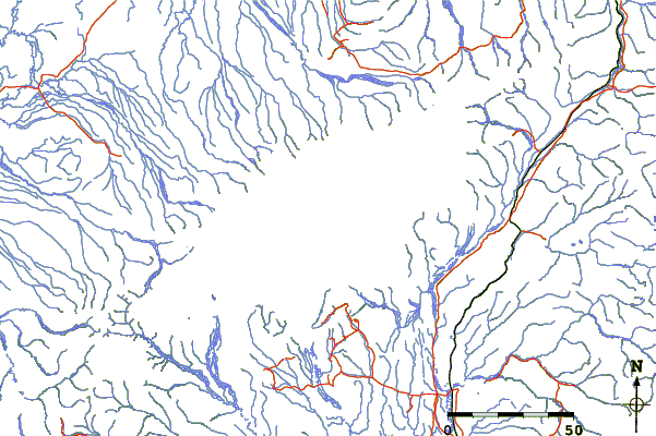 Roads and rivers around Mount Stevens (Alaska)