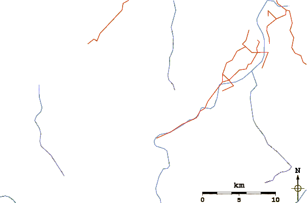 Roads and rivers around Mount Stevens