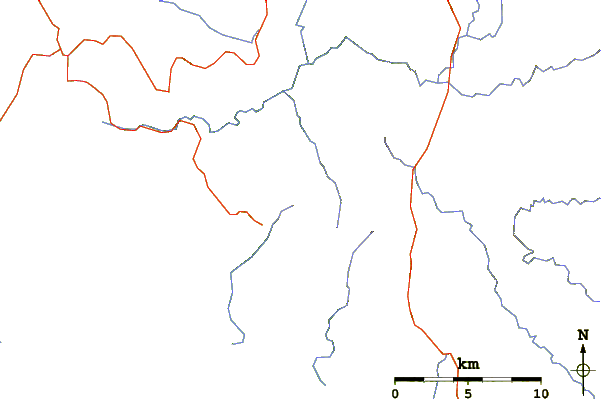 Roads and rivers around Mount Strahan