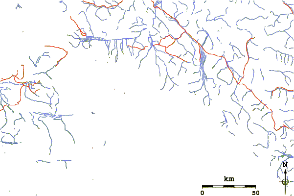 Roads and rivers around Mount Strickland