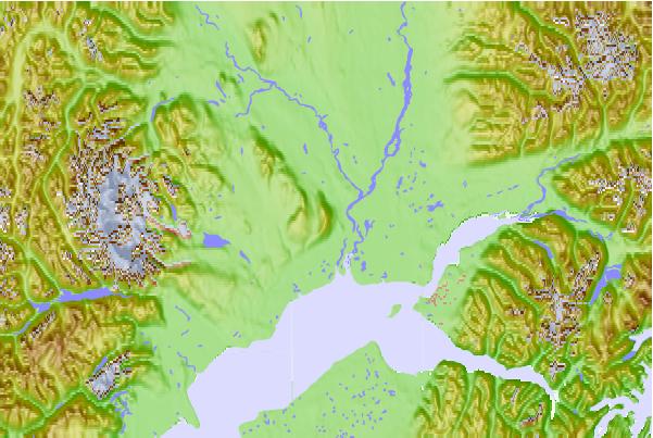 Surf breaks located close to Mount Susitna