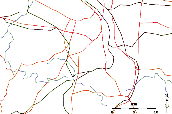 Roads and rivers around Mount Sylvania