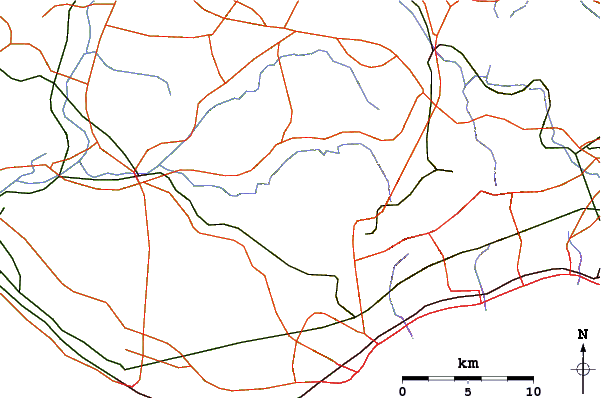 Roads and rivers around Mount Taishaku