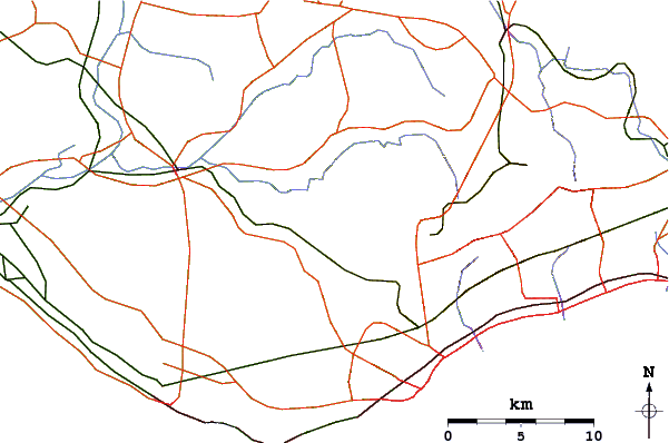 Roads and rivers around Mount Tanjō